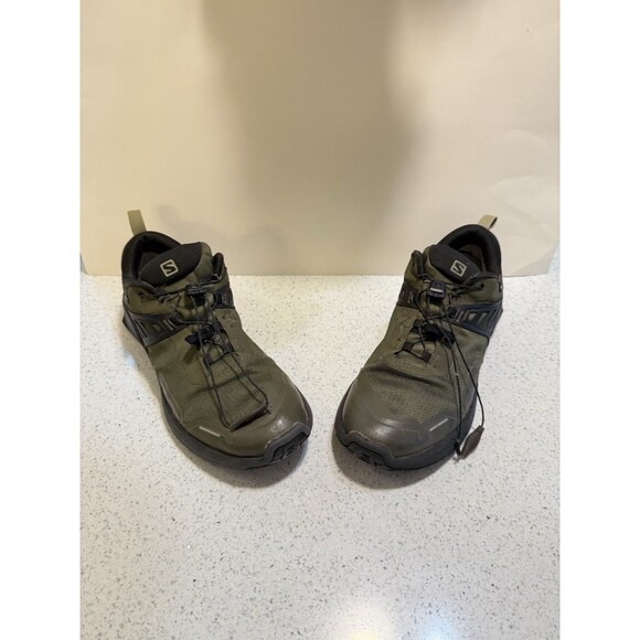 Salomon X Raise Gore Tex Hiking Trail Running Green Gray Shoes 410416 Sz 7.5